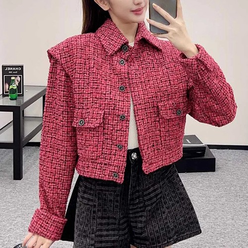 [홍콩명품.CHANEL] 샤넬 25SS 로고 여성 카라 트위드 자켓 (레드), BM20293, SS, 홍콩명품의류,구매대행,온라인명품
