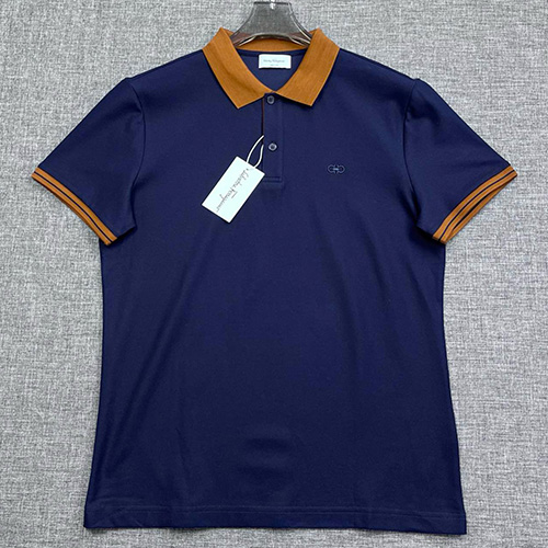 [홍콩명품.FERRAGAMO] 페레가모 25SS 로고 자수 카라 폴로 반팔 티셔츠 (네이비), BM20404, JQ, 홍콩명품의류,구매대행,온라인명품