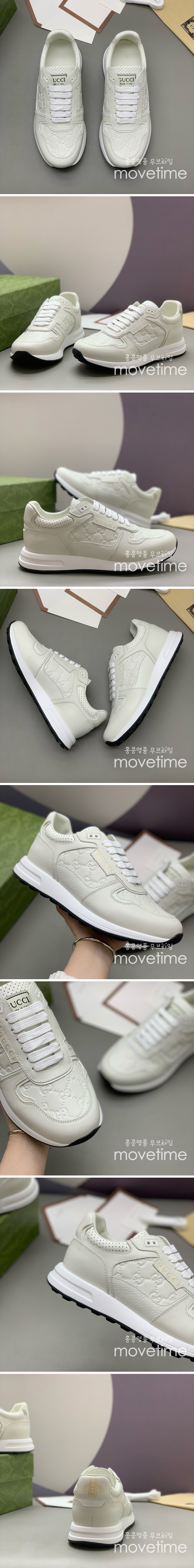 [홍콩명품.Gucci] 구찌 25SS 로고 레더 가죽 스니커즈 운동화 (화이트), SE4738, PMD, 명품스니커즈,운동화,구두,로퍼,하이탑,신발