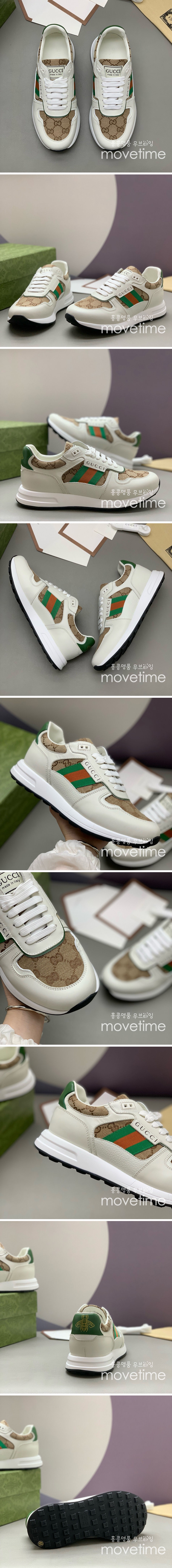 [홍콩명품.Gucci] 구찌 25SS 로고 레더 가죽 스니커즈 운동화 (화이트-카라멜), SE4739, PMD, 명품스니커즈,운동화,구두,로퍼,하이탑,신발