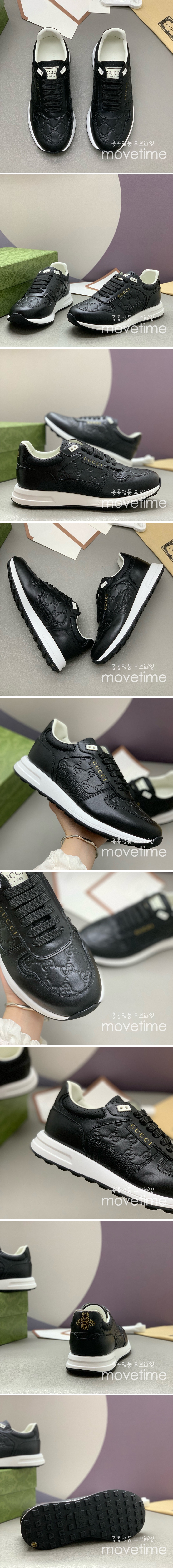 [홍콩명품.Gucci] 구찌 25SS 로고 레더 가죽 스니커즈 운동화 (블랙), SE4740, PMD, 명품스니커즈,운동화,구두,로퍼,하이탑,신발