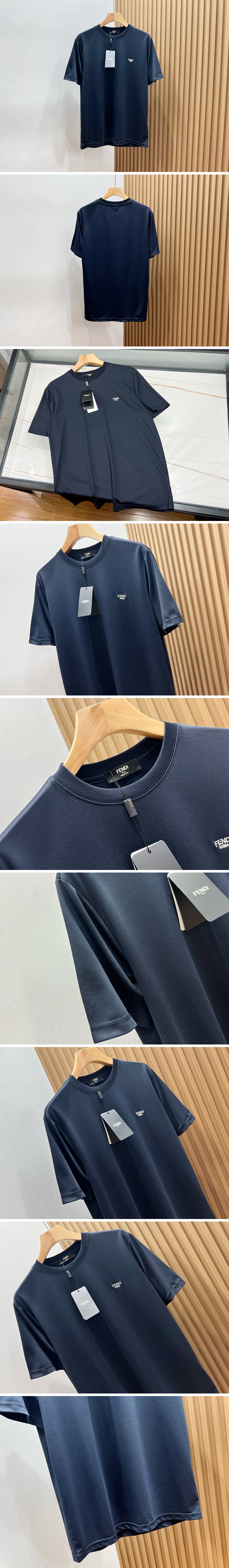 [홍콩명품,FENDI] 펜디 25SS 로고 자수 반팔 티셔츠 (네이비), BM20482, B&G, 홍콩명품의류,구매대행,온라인명품