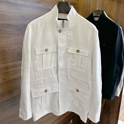 [홍콩명품.Loro Piana] 로로피아나 25SS 로고 린넨 집업 자켓 (화이트), BM20505, B&G, 홍콩명품의류,구매대행,온라인명품