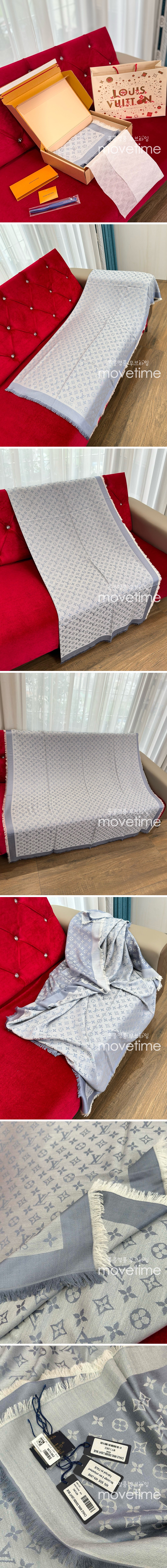 [홍콩명품.LOUIS VUITTON] 루이비통 25SS 로고 모노그램 클래식 숄 140-140 스카프 머플러 M71376 (블루), ET2973, JX, 홍콩명품의류,구매대행,온라인명품