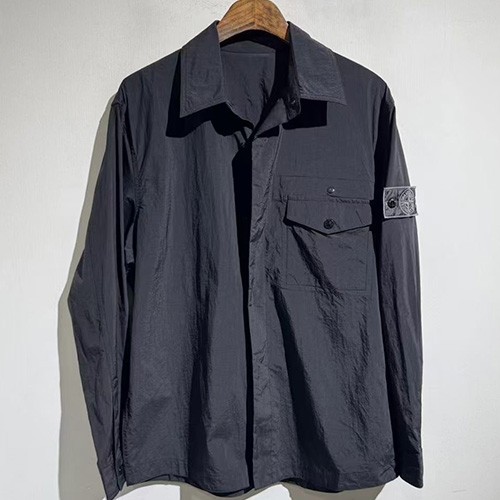 [홍콩명품.Stone Island] 스톤아일랜드 25SS 로고 탈부착 나일론 남방 셔츠 (블랙), BM20611, X2, 홍콩명품의류,구매대행,온라인명품