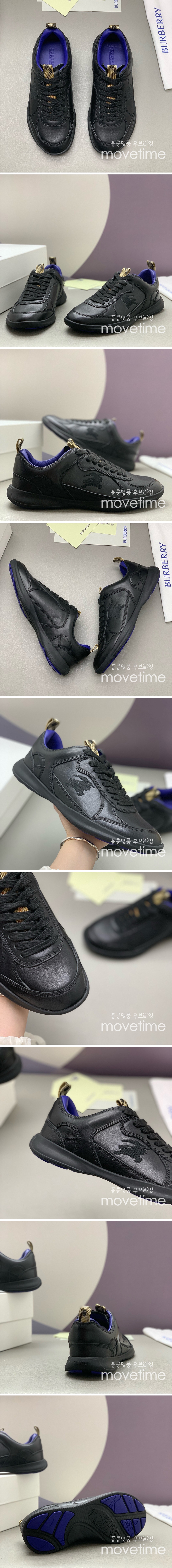 [홍콩명품.Burberry] 버버리 25SS 로고 레더 가죽 스니커즈 운동화 (블랙), SE4755, PMD, 명품스니커즈,운동화,구두,로퍼,하이탑,신발