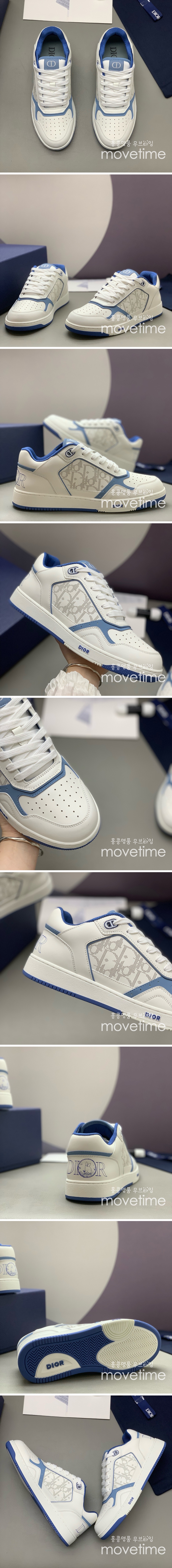 [홍콩명품,Christian Dior] 디올 25SS 로고 오블리크 B27 스니커즈 운동화 (화이트-스카이블루), SE4777, PMD, 명품스니커즈,운동화,구두,로퍼,하이탑,신발