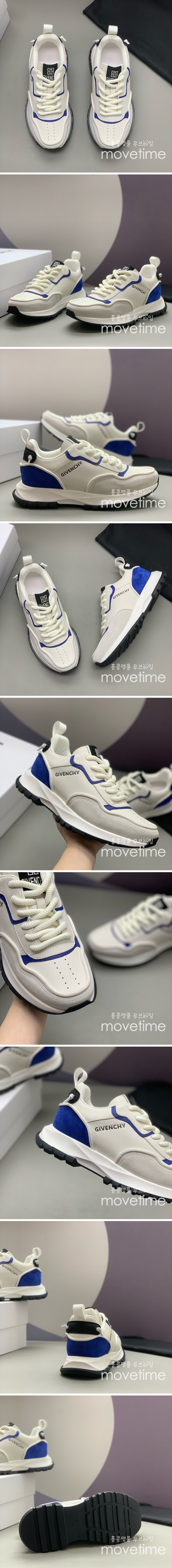 [홍콩명품.GIVENCHY] 지방시 25SS 로고 레더 가죽 스니커즈 운동화 (화이트-블루), SE4785, PMD, 명품스니커즈,운동화,구두,로퍼,하이탑,신발