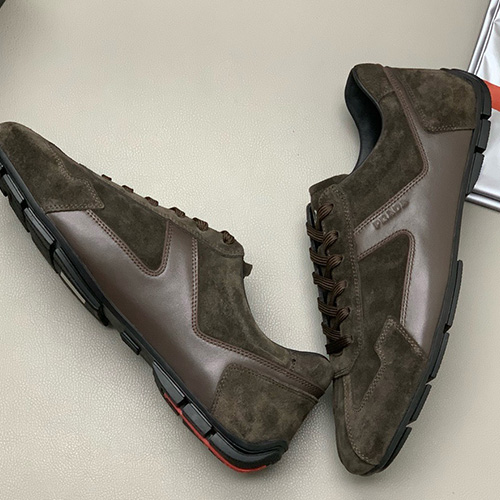 [홍콩명품,PRADA] 프라다 25SS 로고 레더 가죽 스니커즈 운동화 (브라운), SE4791, PMD, 명품스니커즈,운동화,구두,로퍼,하이탑,신발