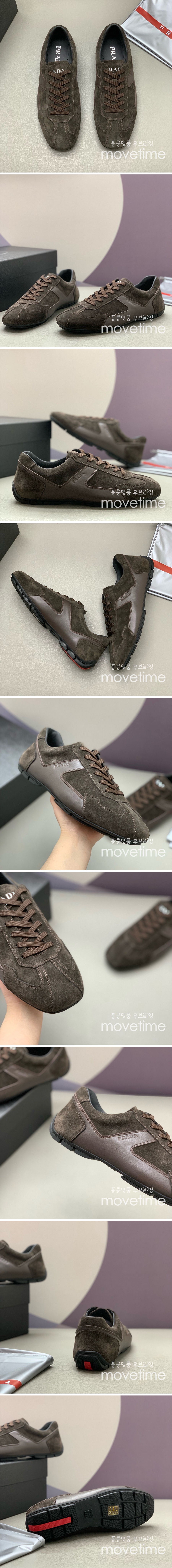 [홍콩명품,PRADA] 프라다 25SS 로고 레더 가죽 스니커즈 운동화 (브라운), SE4791, PMD, 명품스니커즈,운동화,구두,로퍼,하이탑,신발