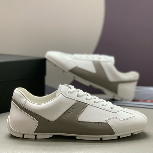 [홍콩명품,PRADA] 프라다 25SS 로고 레더 가죽 스니커즈 운동화 (화이트), SE4792, PMD, 명품스니커즈,운동화,구두,로퍼,하이탑,신발