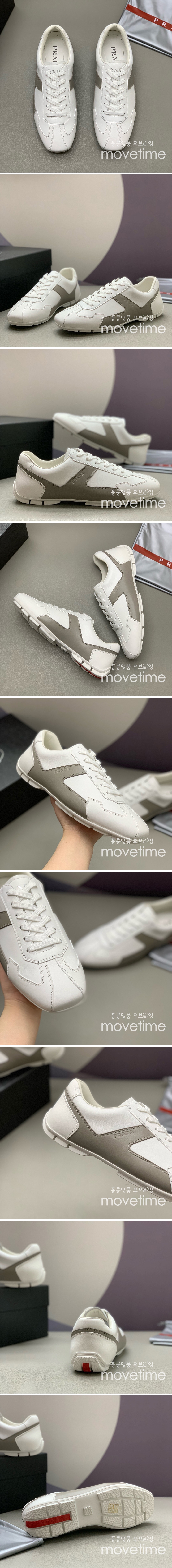 [홍콩명품,PRADA] 프라다 25SS 로고 레더 가죽 스니커즈 운동화 (화이트), SE4792, PMD, 명품스니커즈,운동화,구두,로퍼,하이탑,신발