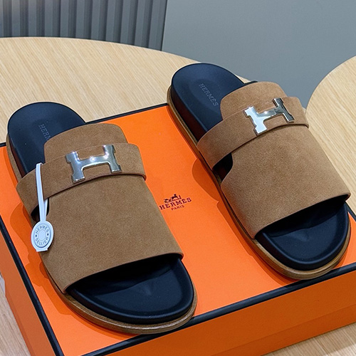 [홍콩명품.Hermes] 에르메스 25SS 로고 JAURES 샌들 슬리퍼 (브라운), SE4834, S2, 명품스니커즈,운동화,구두,로퍼,하이탑,신발