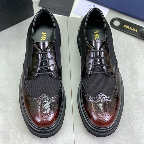 [홍콩명품,PRADA] 프라다 25SS 로고 레더 가죽 정장 구두 (그라데이션-브라운), SE4870, S2, 명품스니커즈,운동화,구두,로퍼,하이탑,신발