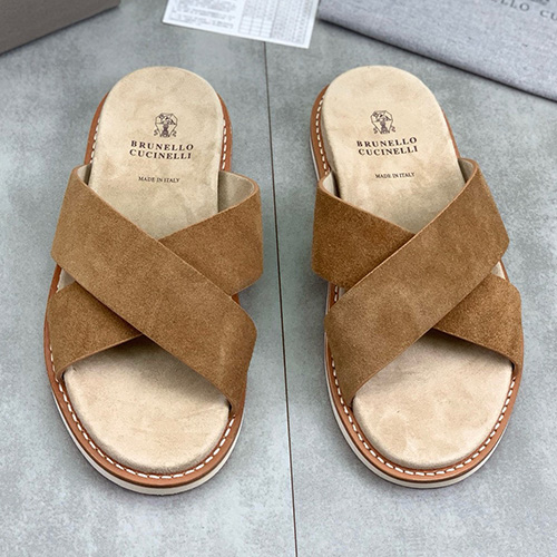 [홍콩명품.Brunello Cucinelli ] 브루넬로 쿠치넬리 25SS 로고 레더 가죽 샌들 슬리퍼 (3컬러), SE4885, S2, 명품스니커즈,운동화,구두,로퍼,하이탑,신발