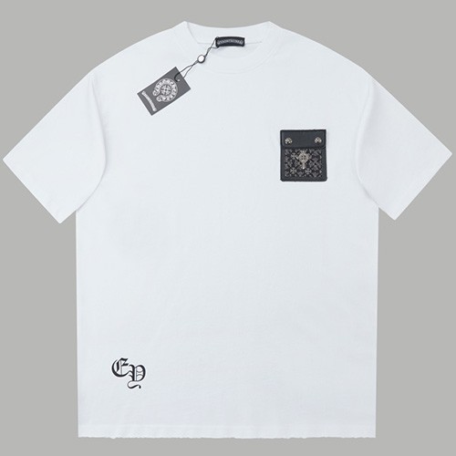 [홍콩명품.Chrome Hearts] 크롬하츠 25SS 로고 레더 포켓 반팔 티셔츠 (2컬러), BM20616, JU, 홍콩명품의류,구매대행,온라인명품