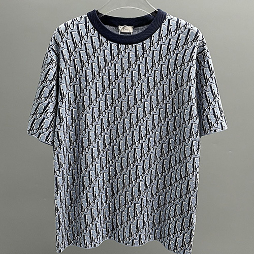 [홍콩명품,Christian Dior] 디올 25SS 로고 오블리크 니트 반팔 티셔츠 (스카이블루), BM20685, JU, 홍콩명품의류,구매대행,온라인명품