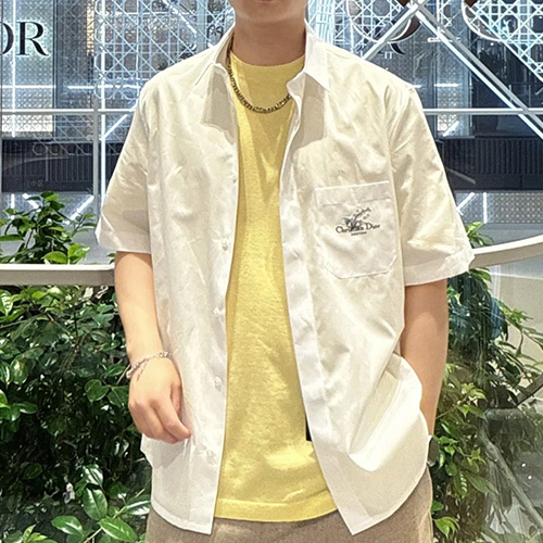 [홍콩명품,Christian Dior] 디올 25SS 로고 자수 반팔 남방 셔츠 (화이트), BM20728, KB, 홍콩명품의류,구매대행,온라인명품