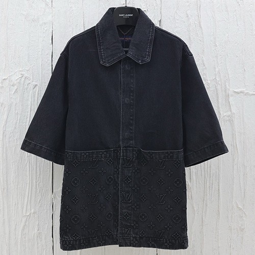 [홍콩명품.LOUIS VUITTON] 루이비통 25SS 로고 모노그램 데님 반팔 남방 셔츠+반바지 (블랙), BM20741, KB, 홍콩명품의류,구매대행,온라인명품