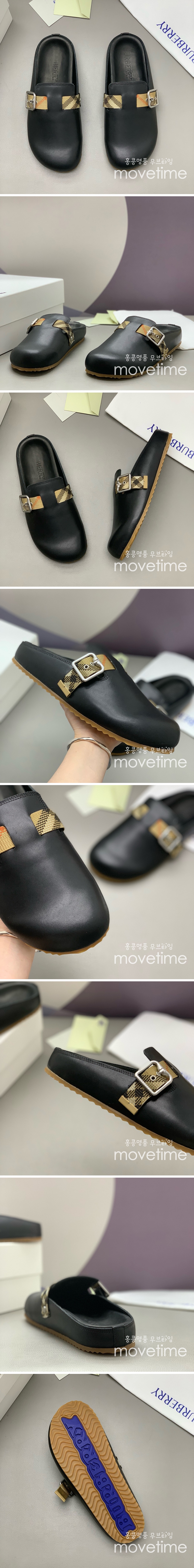 [홍콩명품.Burberry] 버버리 25SS 로고 레더 가죽 바겐스탁 슬리퍼 (블랙), SE4936, PMD, 명품스니커즈,운동화,구두,로퍼,하이탑,신발