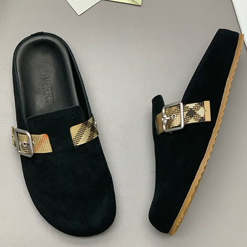 [홍콩명품.Burberry] 버버리 25SS 로고 레더 가죽 바겐스탁 슬리퍼 (블랙), SE4938, PMD, 명품스니커즈,운동화,구두,로퍼,하이탑,신발