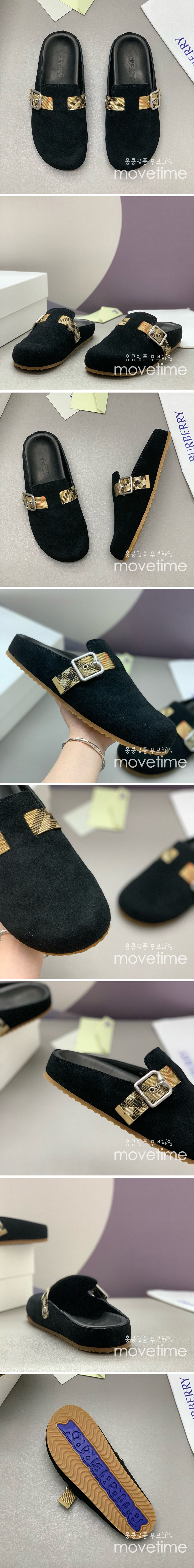 [홍콩명품.Burberry] 버버리 25SS 로고 레더 가죽 바겐스탁 슬리퍼 (블랙), SE4938, PMD, 명품스니커즈,운동화,구두,로퍼,하이탑,신발