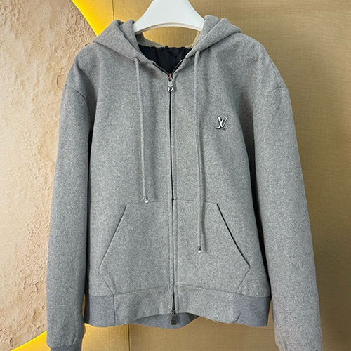 [홍콩명품.LOUIS VUITTON] 루이비통 25SS 로고 울 캐시미어 후드 집업 자켓 (그레이), BM20985, JU, 홍콩명품의류,구매대행,온라인명품