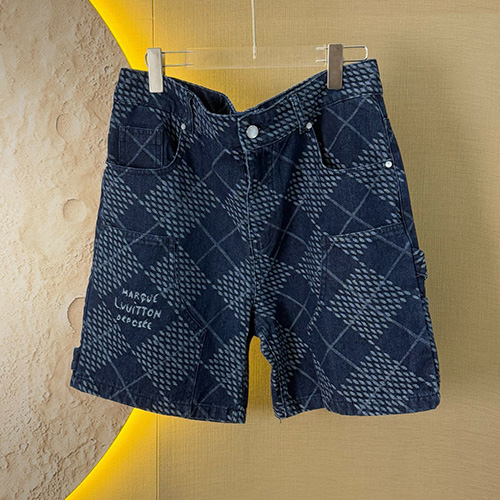 [홍콩명품.LOUIS VUITTON] 루이비통 25SS 로고 다미에 데님 쇼츠 반바지, BM21038, JU, 홍콩명품의류,구매대행,온라인명품