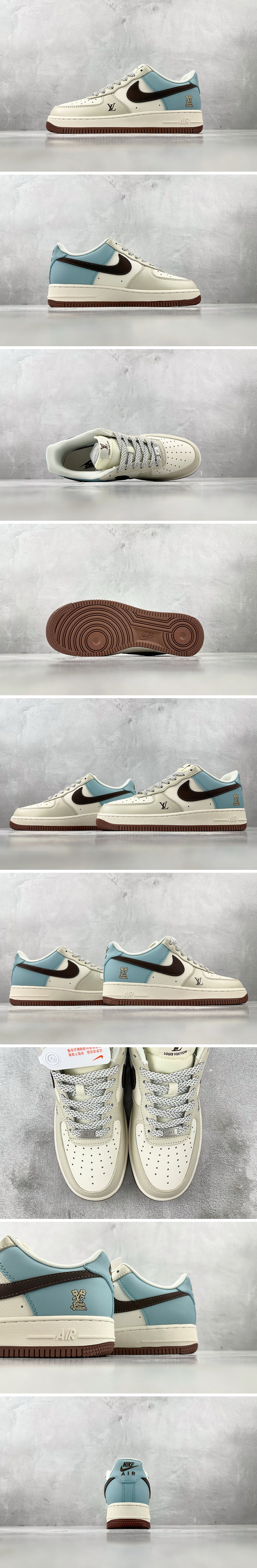 [홍콩명품.NIKE] 나이키 25SS 로고 남여 Air Force 스니커즈 운동화 (아이보리-스카이블루), SE5038, S3, 명품스니커즈,운동화,구두,로퍼,하이탑,신발