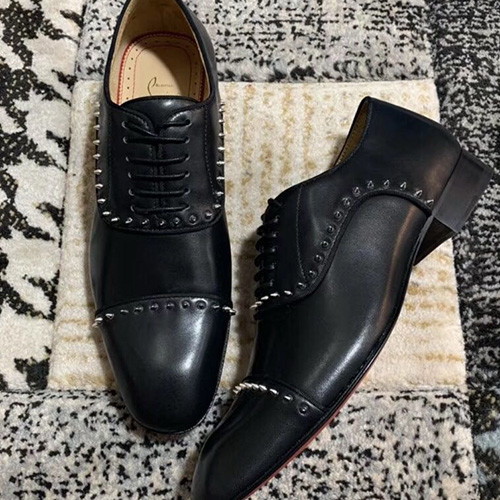 [홍콩명품.Christian Louboutin] 크리스챤루부탱 25SS 로고 레더 가죽 정장 구두 (블랙), SE5057, S3, 명품스니커즈,운동화,구두,로퍼,하이탑,신발