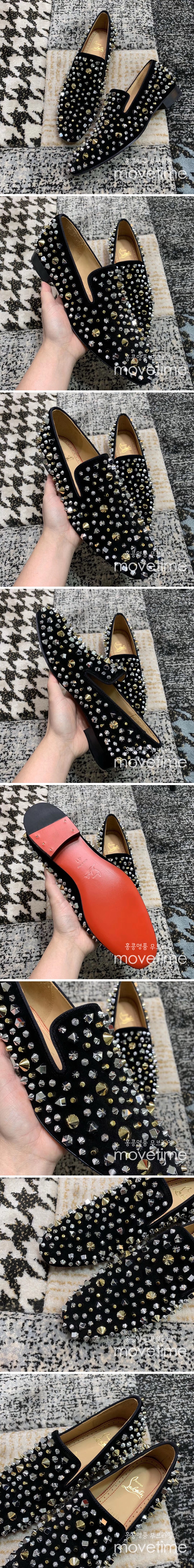 [홍콩명품.Christian Louboutin] 크리스챤루부탱 25SS 로고 레더 가죽 로퍼 구두 (블랙-골드 실버 장식), SE5062, S3, 명품스니커즈,운동화,구두,로퍼,하이탑,신발