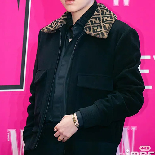 [홍콩명품,FENDI] 펜디 25SS 로고 FF패턴 카라 퍼 캐시미어 봄버 자켓 (블랙), BM21103, TOM, 홍콩명품의류,구매대행,온라인명품