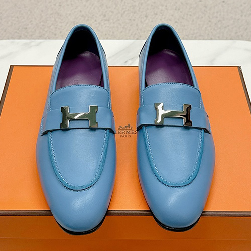 [홍콩명품.Hermes] 에르메스 25SS 로고 여성 레더 가죽 구두 로퍼 (블루), SE5091, H3, 명품스니커즈,운동화,구두,로퍼,하이탑,신발