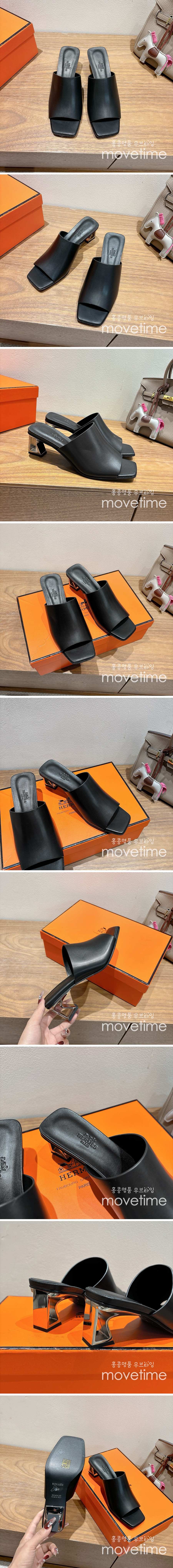 [홍콩명품.Hermes] 에르메스 25SS 로고 여성 ECLAIR 에클레어 굽 샌들 슬리퍼 (블랙), SE5111, GHS, 명품스니커즈,운동화,구두,로퍼,하이탑,신발