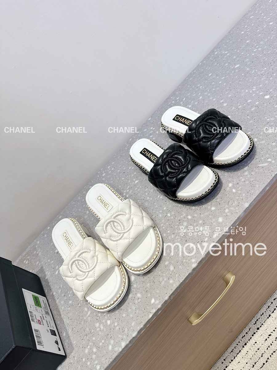 [홍콩명품.CHANEL] 샤넬 25SS 로고 여성 레더 가죽 4.5cm 굽 슬리퍼 (4컬러), SE5152, S4W, 명품스니커즈,운동화,구두,로퍼,하이탑,신발