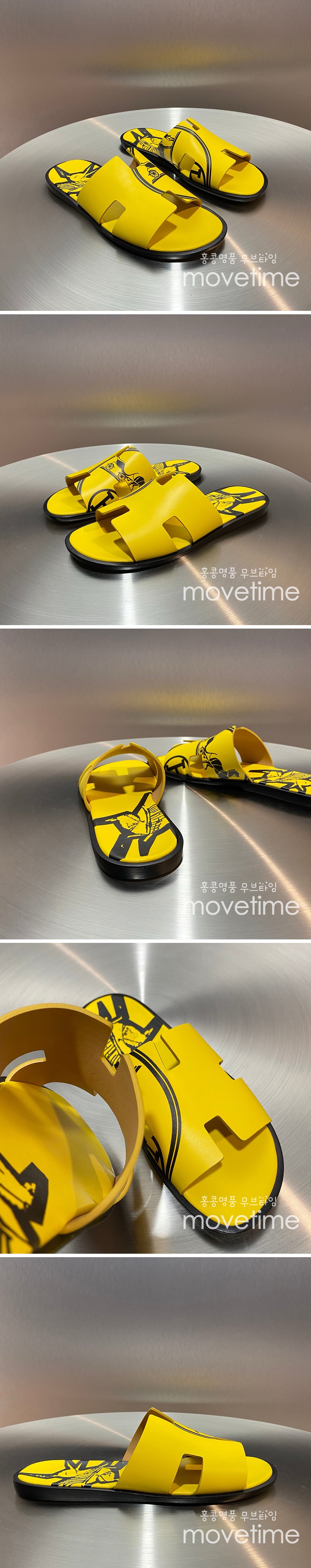 [홍콩명품.Hermes] 에르메스 25SS 로고 그래픽 이즈미르 레더 가죽 슬리퍼 (노랑), SE5198, GHS, 명품스니커즈,운동화,구두,로퍼,하이탑,신발