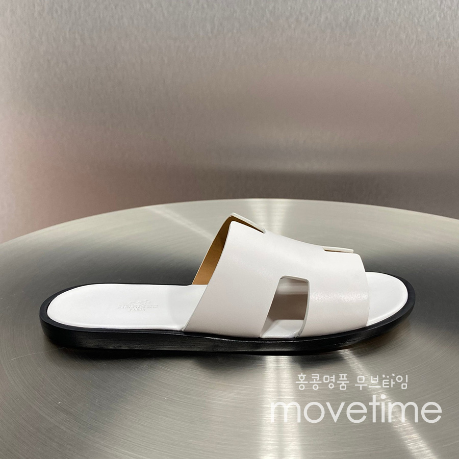 [홍콩명품.Hermes] 에르메스 25SS 로고 이즈미르 레더 가죽 슬리퍼 (화이트), SE5221, GHS, 명품스니커즈,운동화,구두,로퍼,하이탑,신발