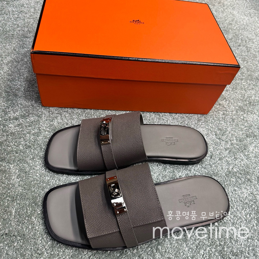 [홍콩명품.Hermes] 에르메스 25SS 로고 레더 가죽 LZMIR 샌들 슬리퍼 (2컬러), SE5241, GHS, 명품스니커즈,운동화,구두,로퍼,하이탑,신발