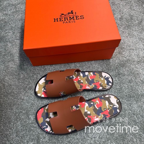 [홍콩명품.Hermes] 에르메스 25SS 로고 남여 이즈미르 레더 가죽 슬리퍼 (브라운), SE5249, GHS, 명품스니커즈,운동화,구두,로퍼,하이탑,신발