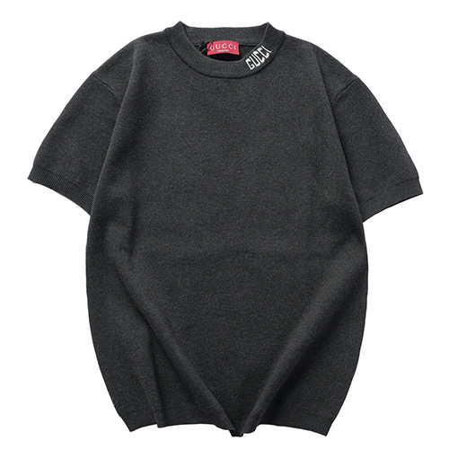 [명품레플리카.Gucci] 구찌 25SS 로고 니트 반팔 티셔츠 (다크그레이), BM21170, JU, 홍콩명품의류,구매대행,온라인명품