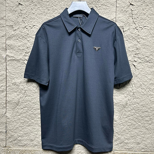[명품레플리카,PRADA] 프라다 25SS 삼각로고 나일론 카라 폴로 반팔 티셔츠 (네이비), BM21197, KB, 홍콩명품의류,구매대행,온라인명품