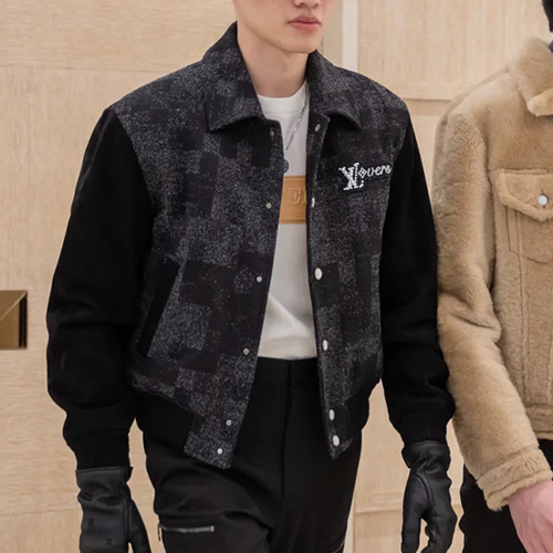 [홍콩명품.LOUIS VUITTON] 루이비통 25SS 로고 다미에 카라 봄버 자켓 1AHBUX (블랙), BM21267, JU, 홍콩명품의류,구매대행,온라인명품