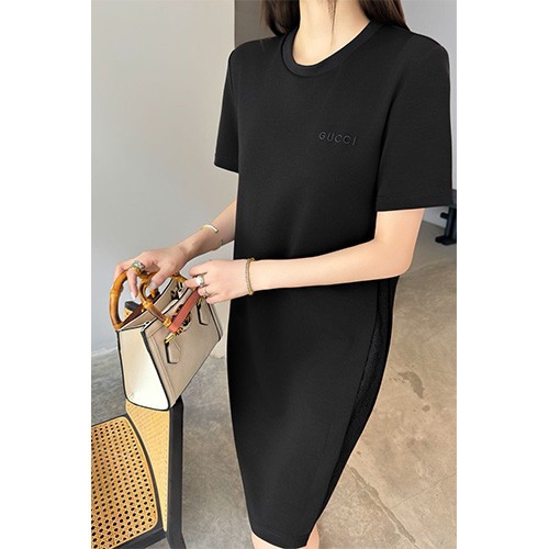 [홍콩명품.Gucci] 구찌 25SS 로고 자수 여성 반팔 원피스 (블랙), BM21349, TBG, 명품레플리카,미러급,온라인쇼핑몰사이트