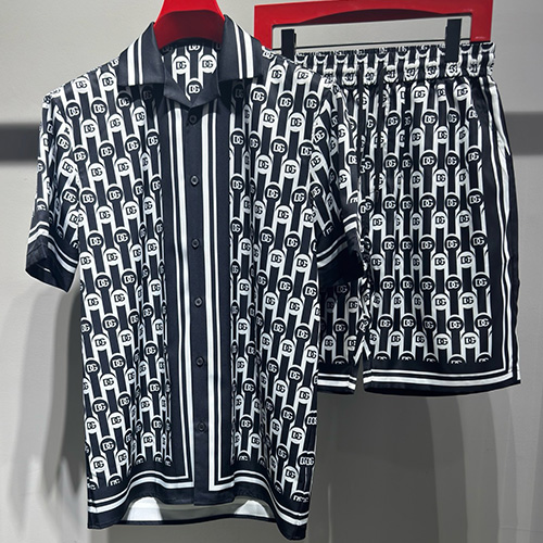 [홍콩명품.D&G] 돌체앤가바나 25SS 로고 패턴 반팔 남방 셔츠 + 쇼츠 반바지 상하의 세트 (블랙), BM21381, JU, 명품레플리카,미러급,온라인쇼핑몰사이트