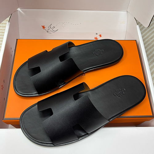 [홍콩명품.Hermes] 에르메스 25SS 로고 레더 가죽 샌들 슬리퍼 (블랙), SE5316, H3, 명품스니커즈,운동화,구두,로퍼,하이탑,신발