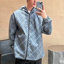 [홍콩명품.Burberry] 버버리 25SS 로고 체크패턴 리버서블 후드 바람막이 자켓 (블루-블랙), BM21667, KK, 홍콩명품가방,명품쇼핑몰,크로스백,핸드백,구매대행