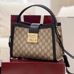 [홍콩명품.Gucci] 구찌 25SS 로고 패드록 미디엄 탑 핸들 핸드백 베이지 블랙 GG 패브릭 838992, BGM5039, GU2, 홍콩명품가방,명품쇼핑몰,크로스백,핸드백,구매대행