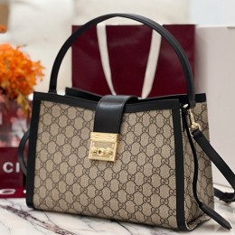 [홍콩명품.Gucci] 구찌 25SS 로고 패드록 탑 핸들 핸드백 베이지 블랙 GG 패브릭 838991, BGM5040, GU2, 홍콩명품가방,명품쇼핑몰,크로스백,핸드백,구매대행
