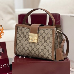 [홍콩명품.Gucci] 구찌 25SS 로고 패드록 미디엄 탑 핸들 핸드백 베이지 브라운 GG 패브릭 838992, BGM5043, GU2, 홍콩명품가방,명품쇼핑몰,크로스백,핸드백,구매대행