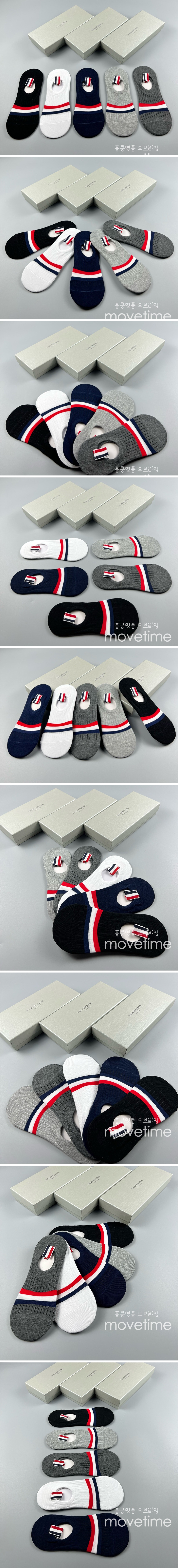 [홍콩명품.THOME BROWNE] 톰브라운 25SS 로고 명품 브랜드 모음 선물용 덧신 양말 5종, ET3108, NNT, 홍콩명품의류,구매대행,온라인명품